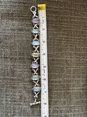 Vaubel Sterling Silver Multi-Color Marquise Stone Bracelet
